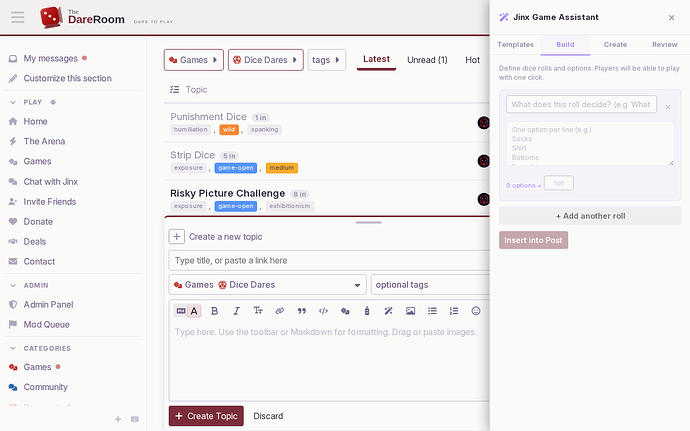 Build tab